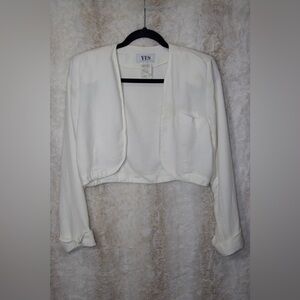 Vintage 90s Cream Cropped long sleeve top  – YES Clothing Co